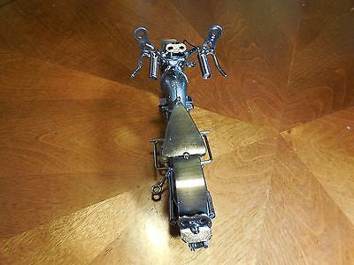 12" HARLEY STYLE CHOPPER MOTORCYCLE GUN METAL ART WESTERN BAR DECOR