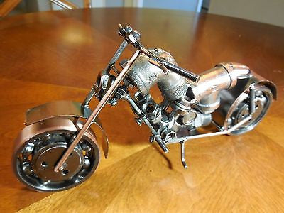 12" HARLEY STYLE MOTORCYCLE METAL COPPER ART HAND CRAFT WESTERN HOME BAR DECOR