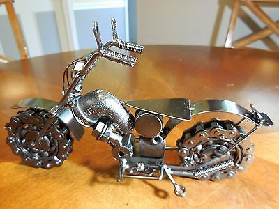 12" HARLEY STYLE CHOPPER MOTORCYCLE GUN METAL ART WESTERN BAR DECOR