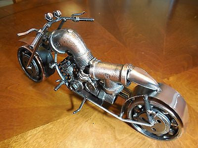 12" HARLEY STYLE MOTORCYCLE METAL COPPER ART HAND CRAFT WESTERN HOME BAR DECOR