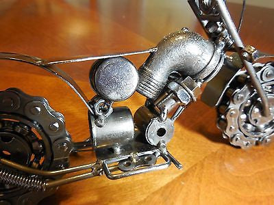 12" HARLEY STYLE CHOPPER MOTORCYCLE GUN METAL ART WESTERN BAR DECOR