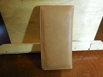 #WS WESTERN STAR CHECKBOOK BI FOLD MEN'S & WOMEN'S GENUINE LEATHER TAN WALLET