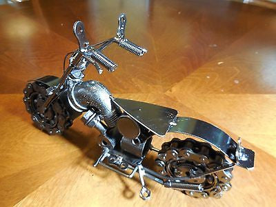 12" HARLEY STYLE CHOPPER MOTORCYCLE GUN METAL ART WESTERN BAR DECOR