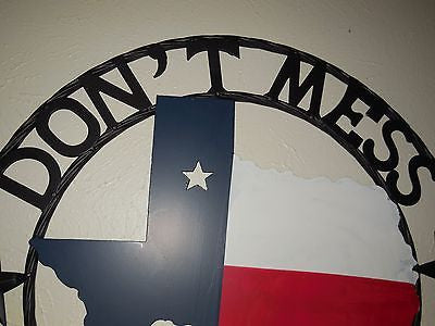 24" DON'T MESS WITH TEXAS METAL WALL ART SIGN WESTERN HOME DECOR NEW