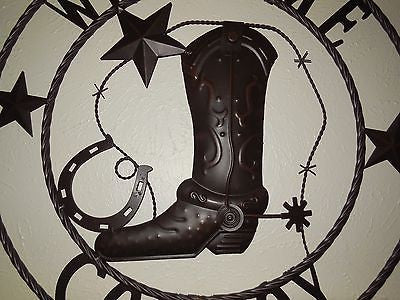 24" WELCOME COWBOY BOOT STARS METAL WALL WESTERN HOME DECOR NEW
