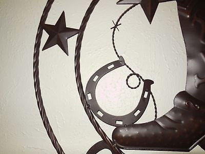 24" WELCOME COWBOY BOOT STARS METAL WALL WESTERN HOME DECOR NEW