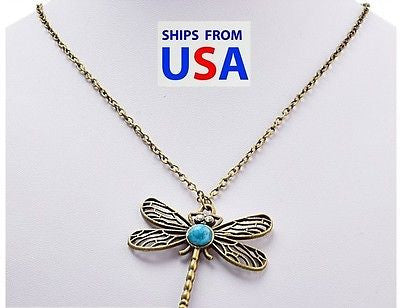 VINTAGE JEWELRY RETRO HOLLOW DRAGONFLY SWEATER CHAIN PENDANT NECKLACE WOMEN NEW