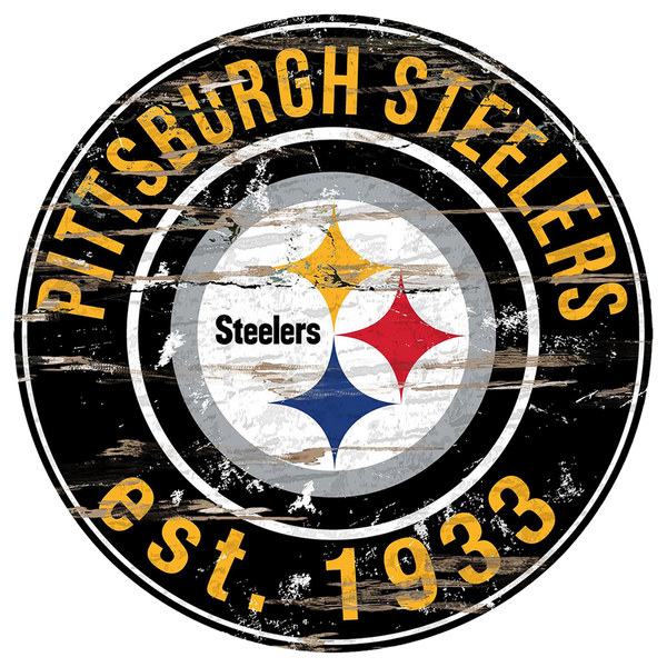 #W114 PITTSBURGH STEELERS MDF WOOD NFL TEAM SIGN CUSTOM VINTAGE CRAFT WESTERN HOME DECOR OFFICIAL LICENSED PRODUCT