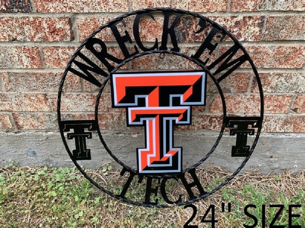 12", 18", 24", 32" WRECKEM TEXAS TECH CUSTOM VINTAGE CRAFT METAL TEAM SIGN