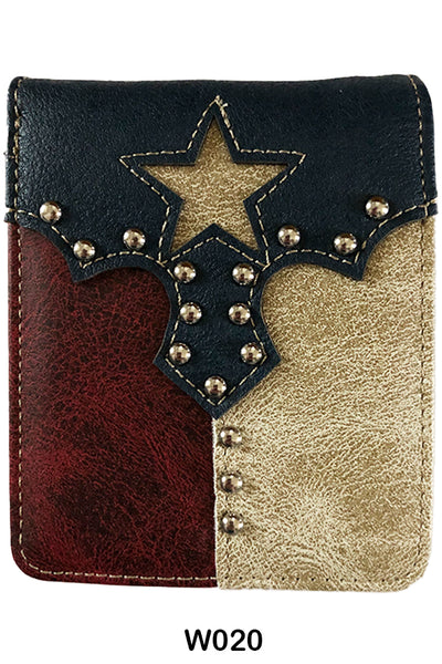 ITEM#SS_W020 TEXAS FLAG WALLET BI FOLD LEATHER WALLET WESTERN FASHION NEW -- FREE SHIPPING