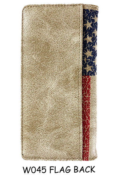 ITEM#SS_W045 AMERICANA USA FLAG WALLET CHECK BOOK LEATHER WALLET WESTERN FASHION NEW -- FREE SHIPPING