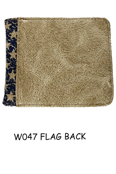 ITEM#SS_W047 AMERICANA USA FLAG WALLET BI FOLD LEATHER WALLET WESTERN FASHION NEW -- FREE SHIPPING