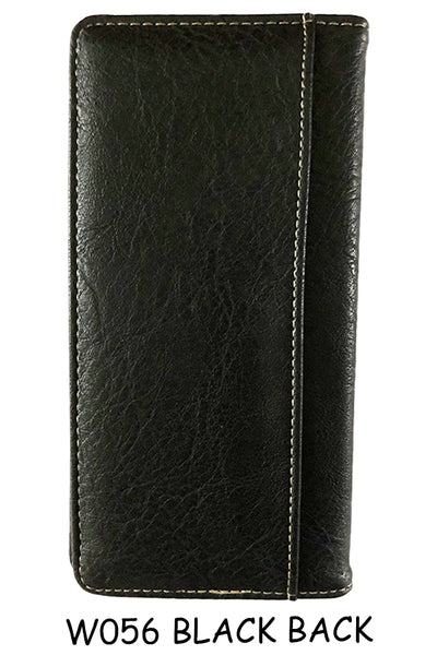 ITEM#SS_W056 CROSS BLACK & TURQUOISE CROSS CHECK BOOK WALLET WESTERN CHECKBOOK BI FOLD MENS GENUINE LEATHER NEW