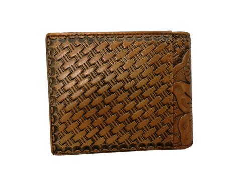 #WS WESTERN GENUINE BI FOLD LEATHER MEN'S SHORT WALLET RED/TAN NEW