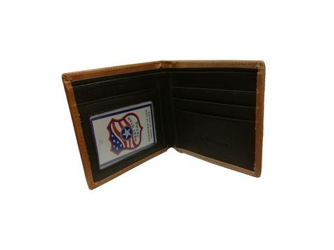 #WS WESTERN GENUINE BI FOLD LEATHER MEN'S SHORT WALLET PINK/TAN NEW