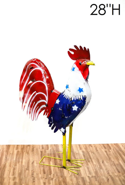 #34-003 18",30",40" AMERICAN ROOSTER GARDEN METAL ANIMAL SCULPTURE METAL DECOR ORNAMENT 16"L x 20" high