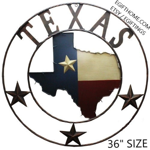36" STATE OF TEXAS MAP BARN METAL RED WHITE BLUE MAP WESTERN HOME DECOR BRAND NEW