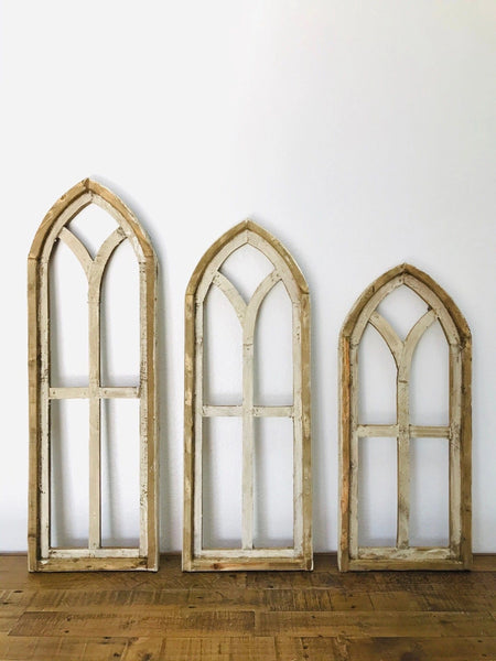 28",32",36" CATHEDRAL WINDOW WOOD 3PCS SET WESTERN HOME DECOR HANDMADE CRAFT NEW #EH11560