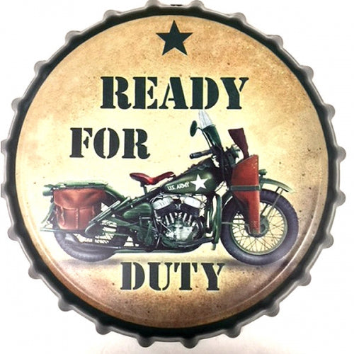 READY FOR DUTY BOTTLE CAP TIN SIGN METAL ART WESTERN HOME DECOR CRAFT