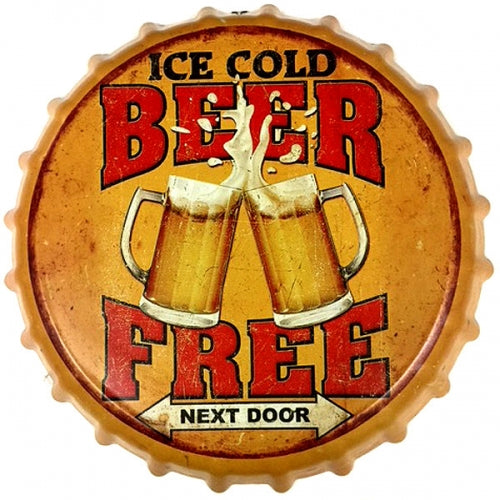 ICE COLD BEER BOTTLE CAP TIN SIGN METAL ART WESTERN HOME DECOR CRAFT
