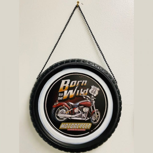 BORN WILD METAL TIRE DECOR TIN SIGN METAL ART WESTERN HOME DECOR CRAFT -- FREE SHIPPING