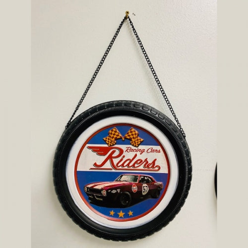RACING CARS METAL TIRE DECOR TIN SIGN METAL ART WESTERN HOME DECOR CRAFT