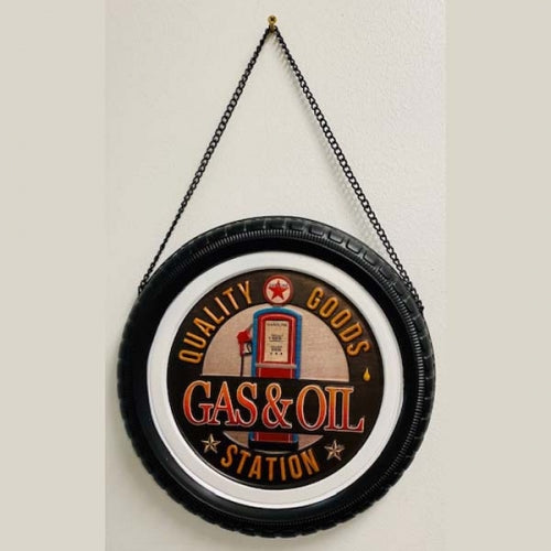 GAS OIL METAL TIRE DECOR TIN SIGN METAL ART WESTERN HOME DECOR CRAFT
