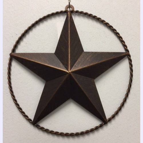 9" BARN STAR TWIST RING METAL WALL ART WESTERN HOME DECOR RUSTIC BRONZE HANDMADE NEW #EH10005