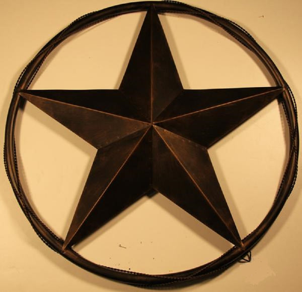 BARB WIRE 12" ON SOLID RING METAL BARN STAR WESTERN HOME DECOR NEW #EH10055