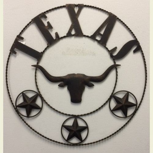 21" TEXAS LONGHORNS METAL WALL ART WESTERN HOME DECOR NEW