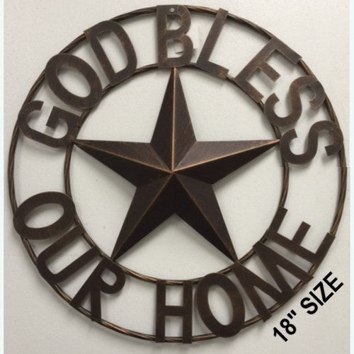 #EH11002 GOD BLESS OUR HOME 18",24",32",36" BARN STAR METAL LONE STAR TWISTED RING WESTERN HOME DECOR HANDMADE NEW
