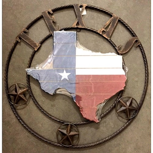 #SI_A17010 STATE OF TEXAS MAP 24" METAL & WOOD SIGN WESTERN HOME DECOR HANDMADE NEW