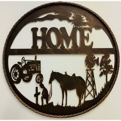 #SI_A18105 FARM HOME 24" SIGN METAL WALL ART WESTERN HOME DECOR HANDMADE NEW