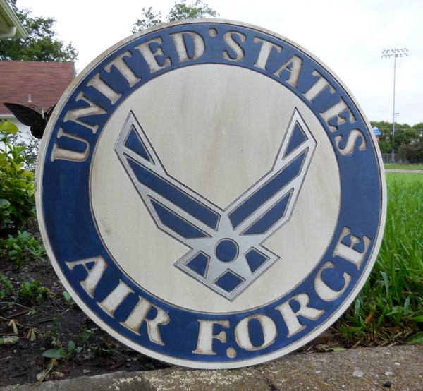 21" UNITED STATES AIR FORCE MILITARY HAND CARVED WOOD PLAQUE ART CRAFT WESTERN HOME DECOR AIRFORCE RUSTIC HANDMADE ART NEW