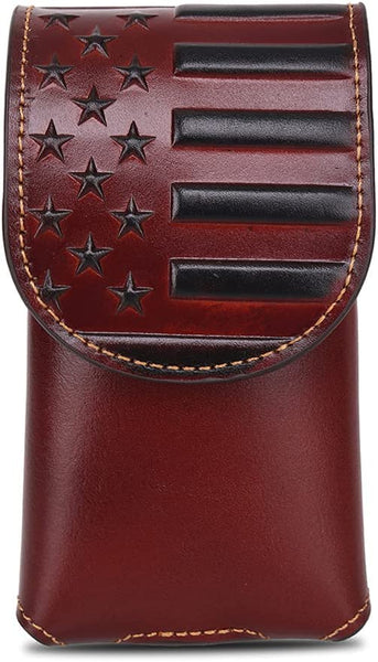 #MW_RLP-013  7" USA FLAG LEATHER POUCH EXTRA LARGE  BELT LOOP HOLSTER CELL PHONE CASE UNIVERSAL OVERSIZE--FREE SHIPPING