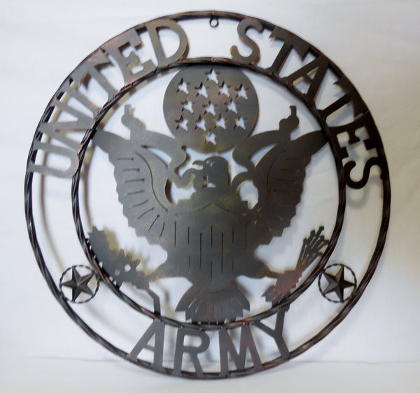 24" USA ARMY MILITARY METAL WALL ART DECOR VINTAGE RUSTIC BRONZE WESTERN HOME DECOR NEW