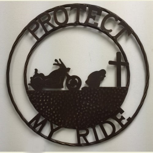 24",32" PROTECT MY RIDE COWBOY PRAYER CHURCH HARLEY MOTORCYCLE METAL WESTERN HOME DECOR HANDMADE NEW #SI_B15011