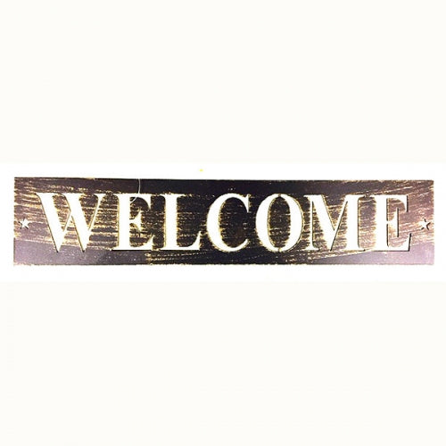 #SI_B8044 WELCOME PLAQUE 14.25" X 3" METAL SIGN WESTERN HOME DECOR HANDMADE NEW