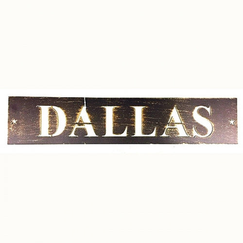 #SI_B8047 DALLAS PLAQUE 14.25" X 3" METAL SIGN WESTERN HOME DECOR HANDMADE NEW