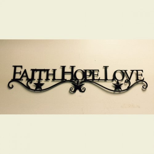 #SI_BC2115 FAITH HOPE LOVE 38" LONG METAL SIGN WESTERN HOME DECOR HANDMADE NEW