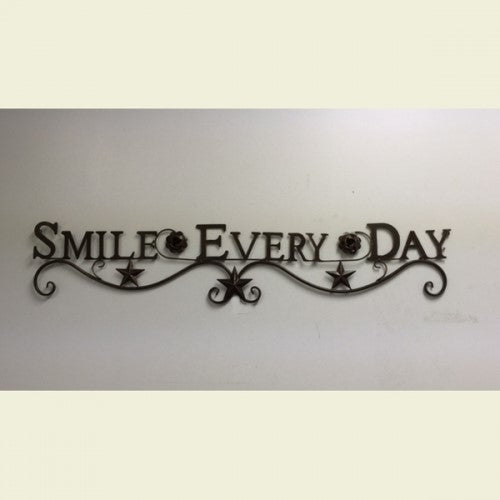 #SI_BC2121 SMILE EVERY DAY 42" LONG METAL SIGN WESTERN HOME DECOR HANDMADE NEW