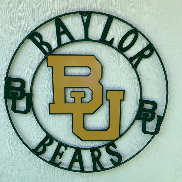 12", 18", 24", 32" BAYLOR BEARS CUSTOM METAL VINTAGE TEAM SIGN WALL ART WESTERN HOME DECOR