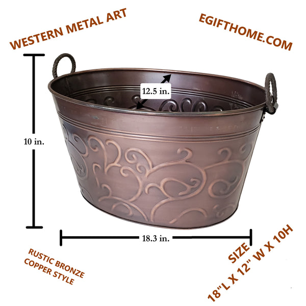 #IH_12489 17" X 9" RMEF TUB BEVERAGE BUCKET PLANTER FIREPLACE PARTY RUSTIC WESTERN HOME DECOR NEW