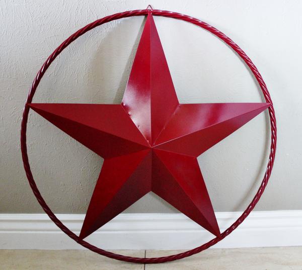 CRANBERRY BURGUNDY STAR RED STAR BARN METAL LONESTAR TWISTED ROPE RING WALL ART WESTERN HOME DECOR BRAND NEW