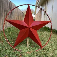 CRANBERRY BURGUNDY STAR RED STAR BARN METAL LONESTAR TWISTED ROPE RING WALL ART WESTERN HOME DECOR BRAND NEW