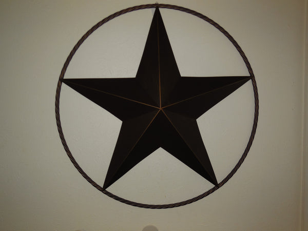 LONE STAR 48" METAL BARN STAR TWISTED ROPE RING RUSTIC BRONZE WESTERN HOME DECOR HANDMADE-#EH10014