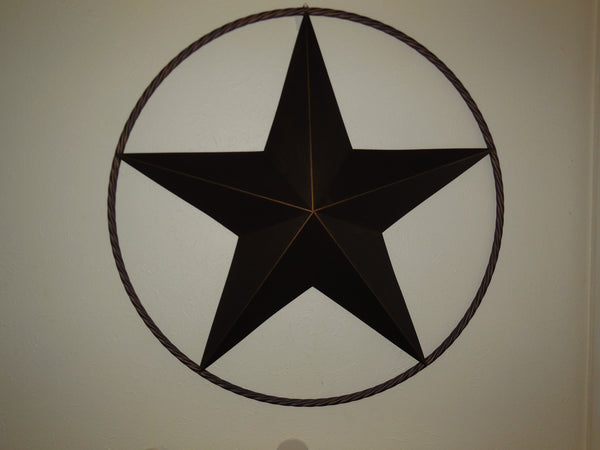 16" BARN STAR LONE STAR TWISTED ROPE RING METAL WALL ART WESTERN HOME DECOR RUSTIC BRONZE ART NEW