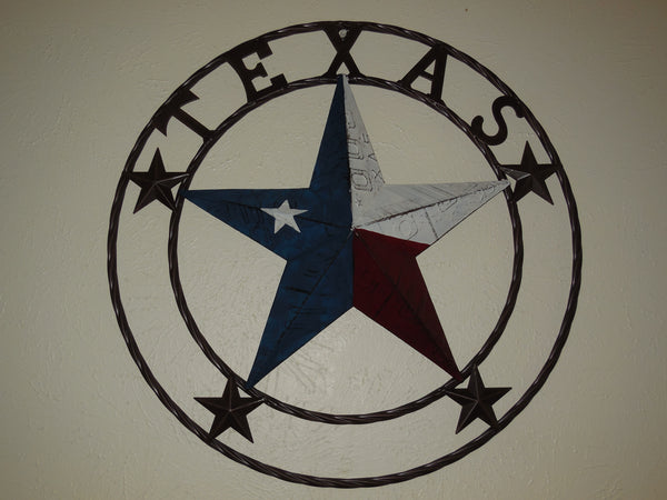 #EH10350 16" to 40" TEXAS LICENSE PLATE LONE STAR METAL TWISTED RING WESTERN HOME DECOR HANDMADE