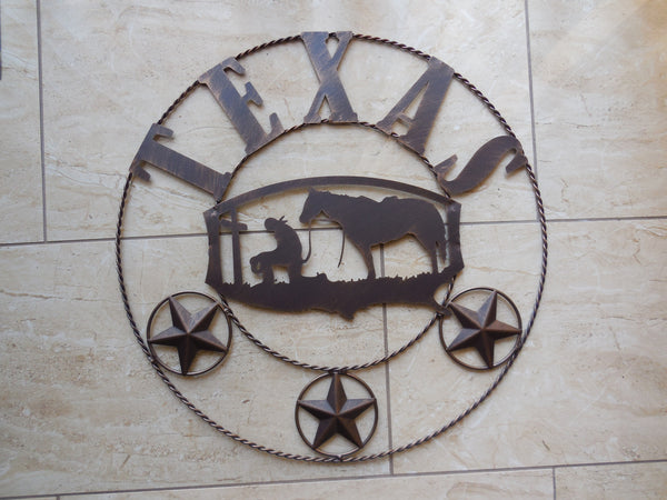 21" TEXAS COWBOYS CHURCH PRAYER METAL WALL ART WESTERN HOME DECOR