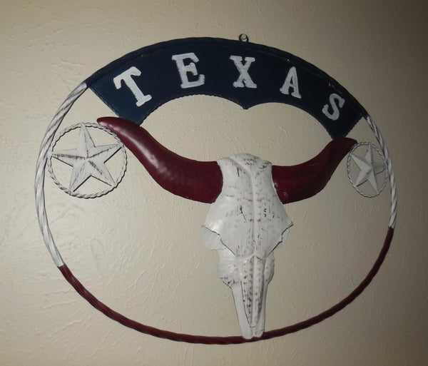 24" X 18" TEXAS LONGHORNS METAL ART WALL DECOR WESTERN HOME DECOR NEW